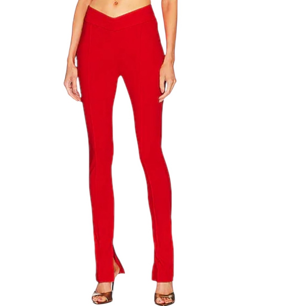 MICHAEL COSTELLO X REVOLVE ANYSSA RED FLARED TROUSER PANTS